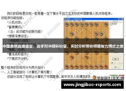 中国象棋直播盛宴：高手对决精彩纷呈，实时分析带你领略智力博弈之美